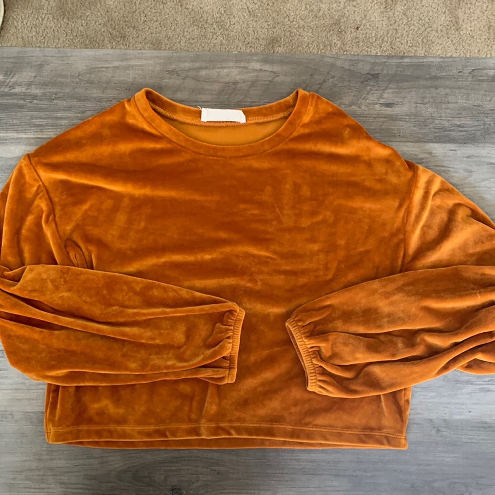 Women’s size M (more of a junior fit) crop fit burnt orange, long sleeve top